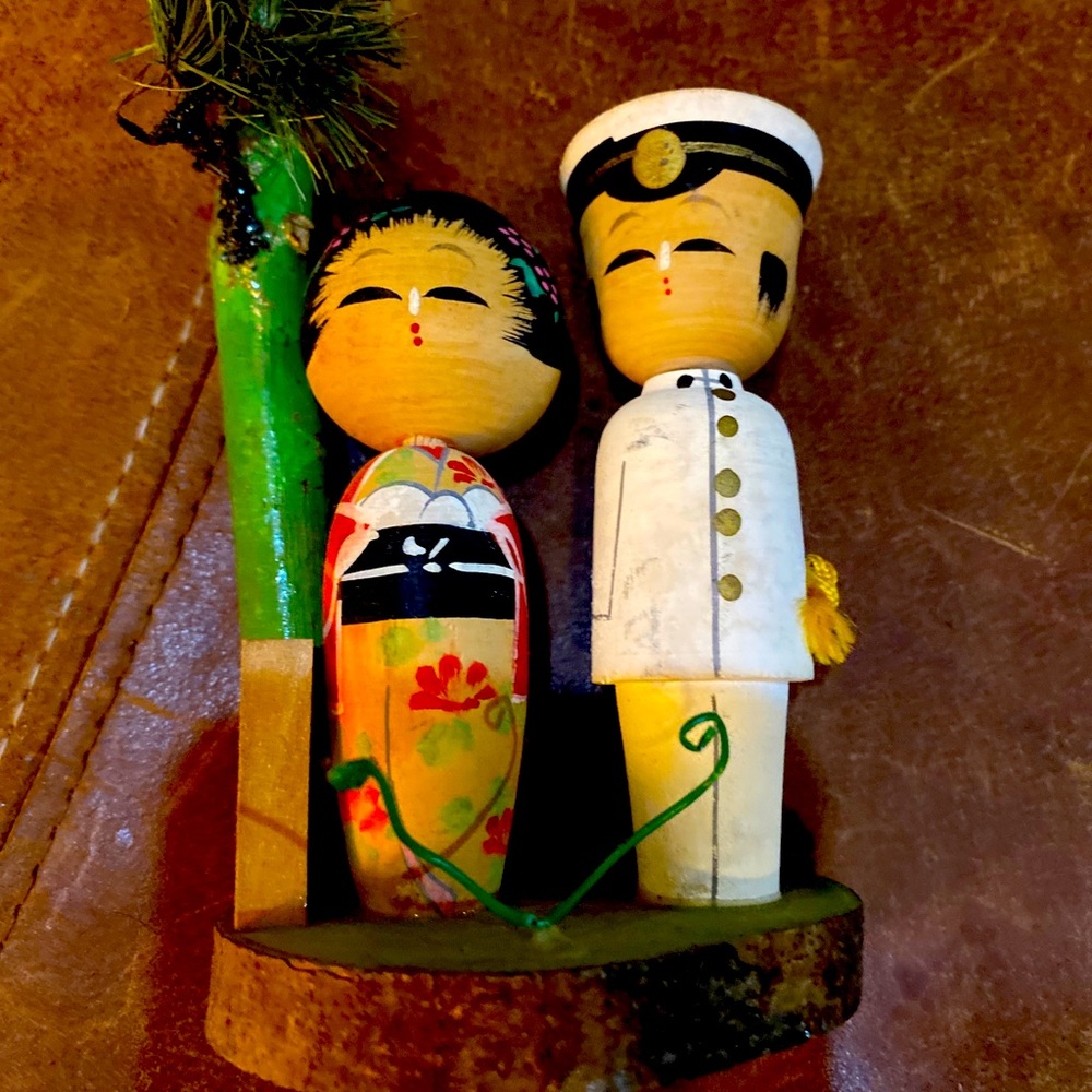 Vintage OLD KOKESHI dolls 1960's Wood DOLLS Bobble heads